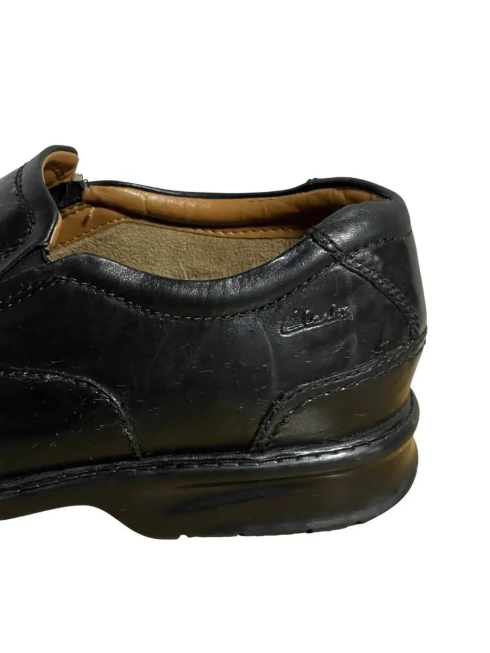 Clarks Mens Escalade Step Loafer Size 10.5 M Black Leather READ DESCRIPTION